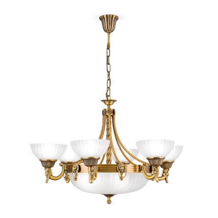 Lustr na řetězu ROCCA 9xE27/60W/230V pr. 75 cm bronz/bílá