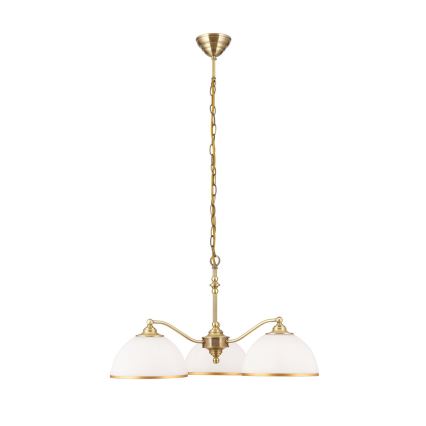 Lustr na řetězu OLD LAMP 3xE27/40W/230V pr. 65 cm bílá/mosaz