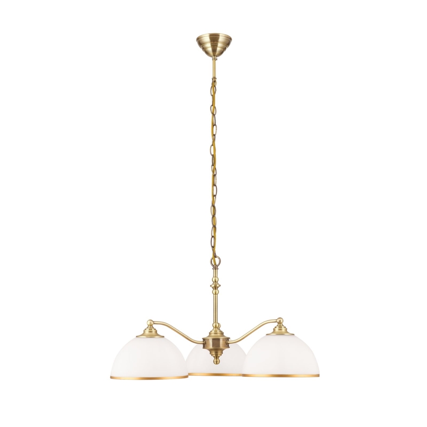 Lustr na řetězu OLD LAMP 3xE27/40W/230V pr. 65 cm bílá/mosaz