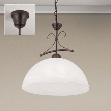 Lustr na řetězu RULA 1xE27/40W/230V pr. 35 cm bílá/bronz