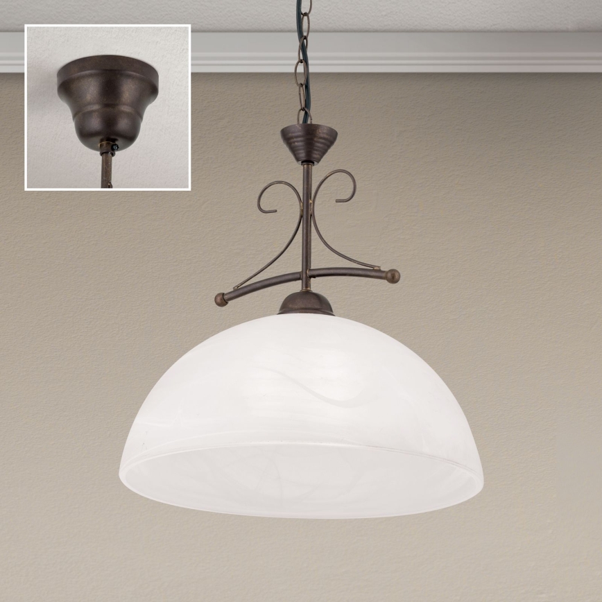 Lustr na řetězu RULA 1xE27/40W/230V pr. 35 cm bílá/bronz