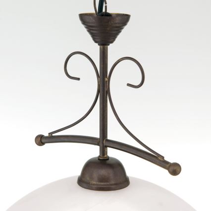 Lustr na řetězu RULA 1xE27/40W/230V pr. 35 cm bílá/bronz