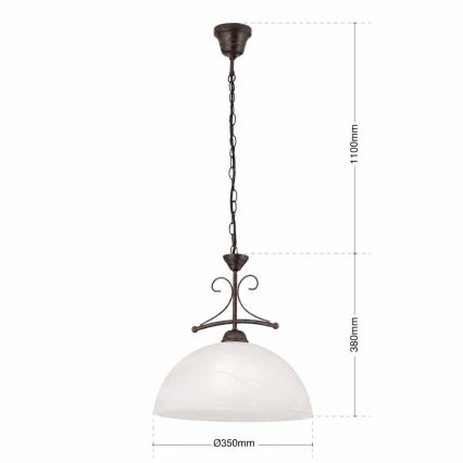 Lustr na řetězu RULA 1xE27/40W/230V pr. 35 cm bílá/bronz