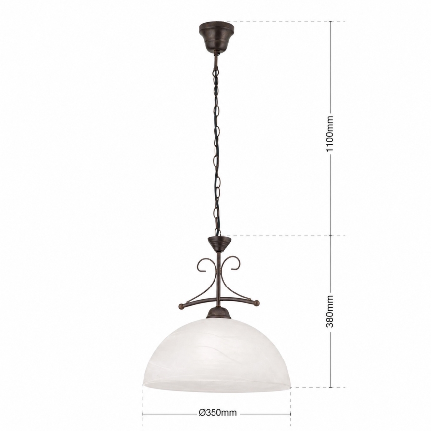 Lustr na řetězu RULA 1xE27/40W/230V pr. 35 cm bílá/bronz