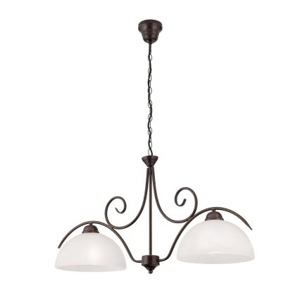 Lustr na řetězu RULA 2xE27/40W/230V bílá/bronz