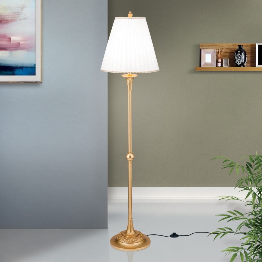 Stojací lampa FONSA 1xE27/60W/230V bílá/zlatá