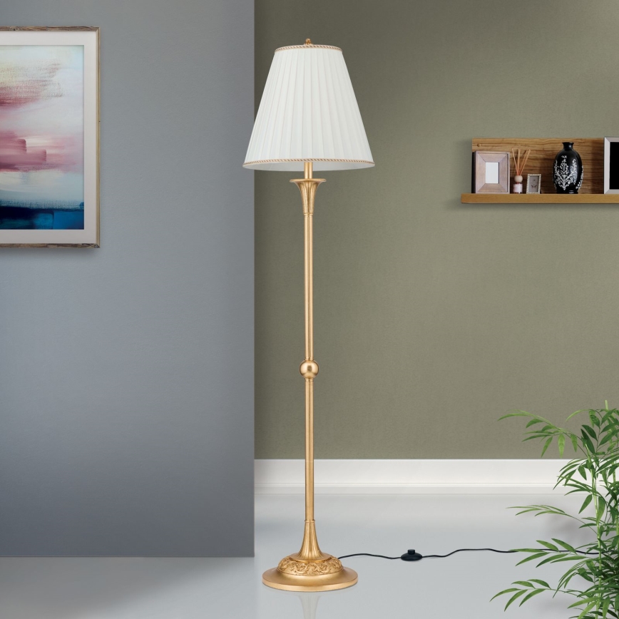 Stojací lampa FONSA 1xE27/60W/230V bílá/zlatá