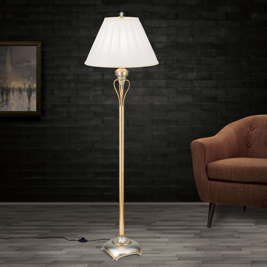 Stojací lampa TIZIA 1xE27/60W/230V bílá/zlatá/patina