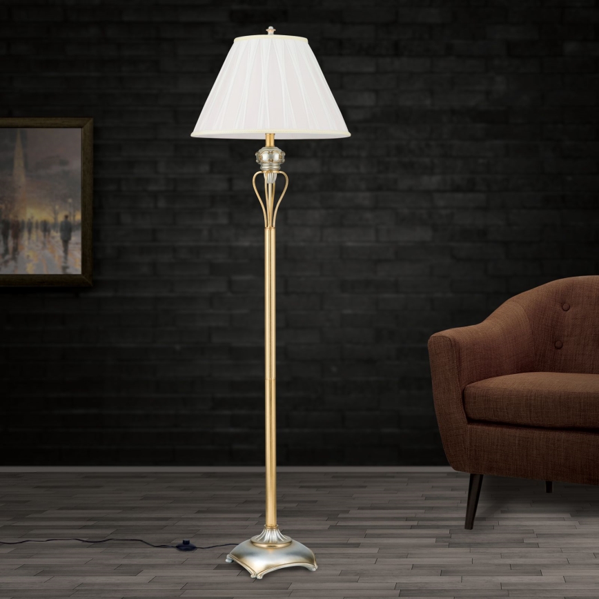 Stojací lampa TIZIA 1xE27/60W/230V bílá/zlatá/patina