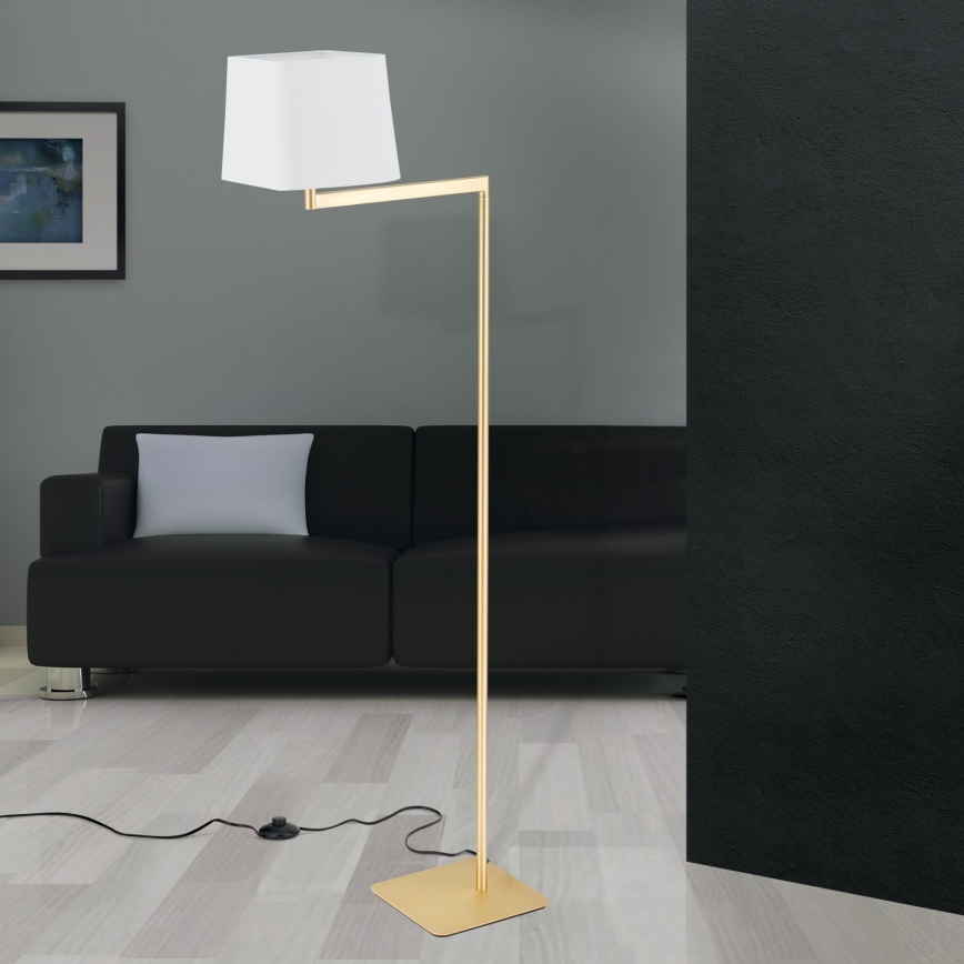Stojací lampa CARLTON 1xE27/40W/230V bílá/zlatá