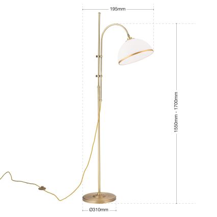 Stojací lampa OLD LAMP 1xE27/40W/230V bílá/mosaz