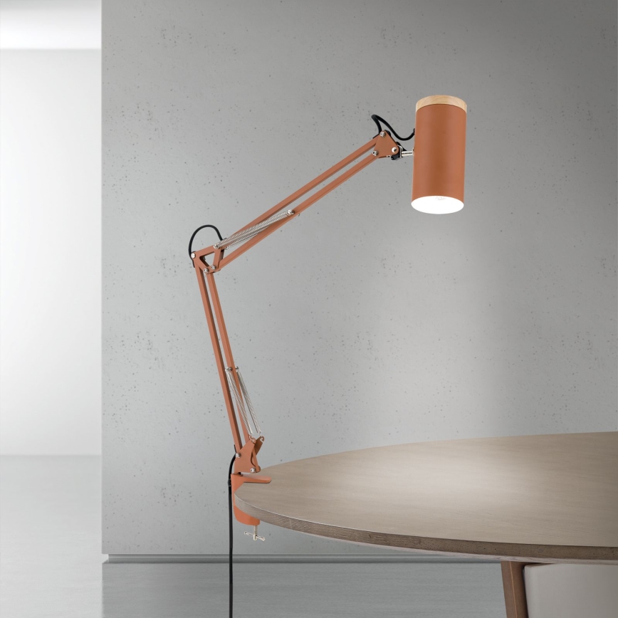 Stolní lampa s klipem GILI 1xE27/40W/230V cihlová