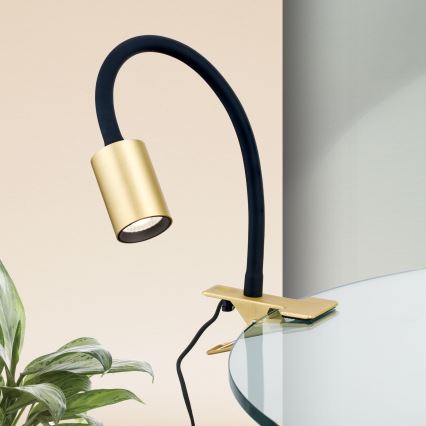 LED Flexibilní stolní lampa s klipem KURT LED/5W/230V zlatá