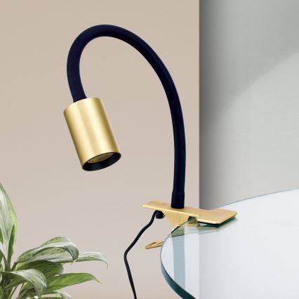 LED Flexibilní stolní lampa s klipem KURT LED/5W/230V zlatá