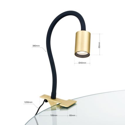 LED Flexibilní stolní lampa s klipem KURT LED/5W/230V zlatá