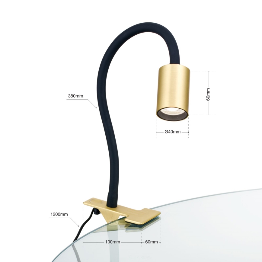 LED Flexibilní stolní lampa s klipem KURT LED/5W/230V zlatá