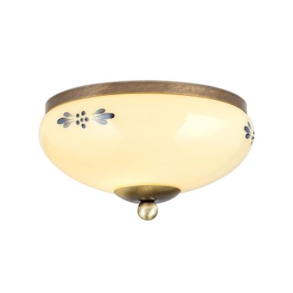 Stropní svítidlo LANDHAUS 1xE27/60W/230V pr. 21 cm bronz/béžová/modrá