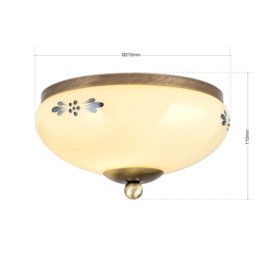 Stropní svítidlo LANDHAUS 1xE27/60W/230V pr. 21 cm bronz/béžová/modrá