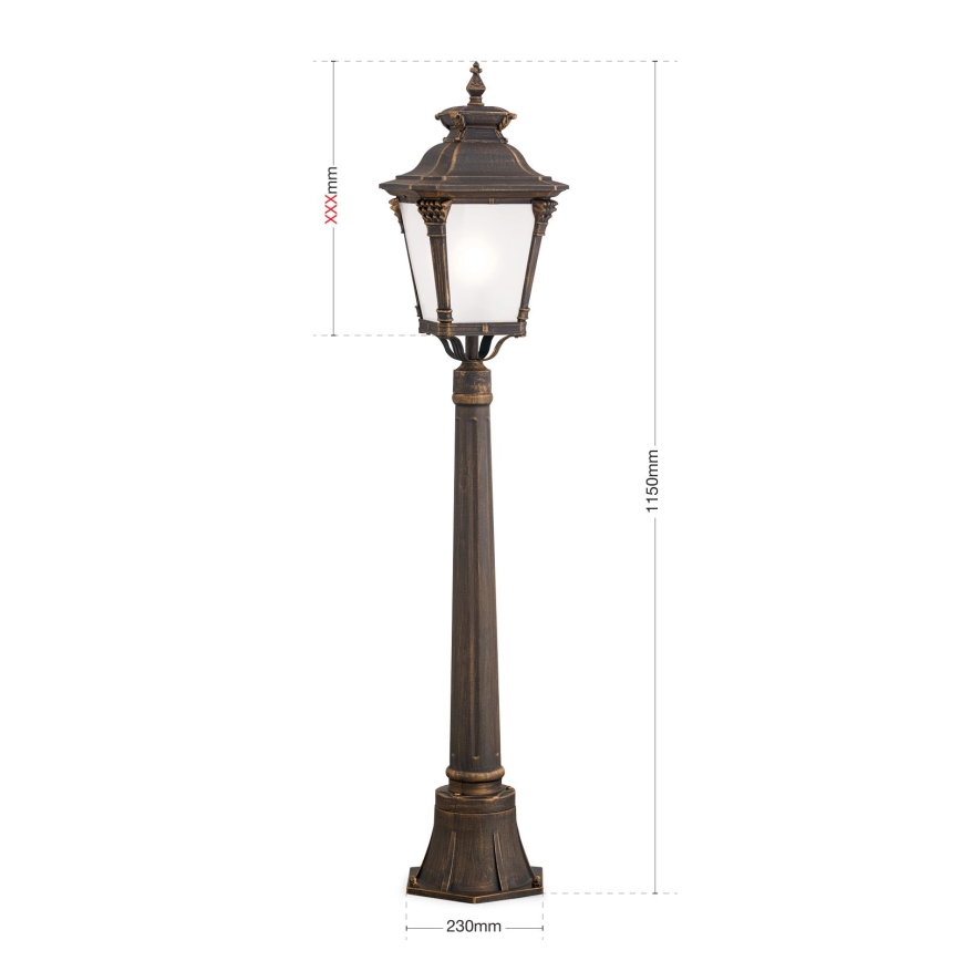 Venkovní lampa AIKO 1xE27/60W/230V 115 cm IP23 bronz/patina
