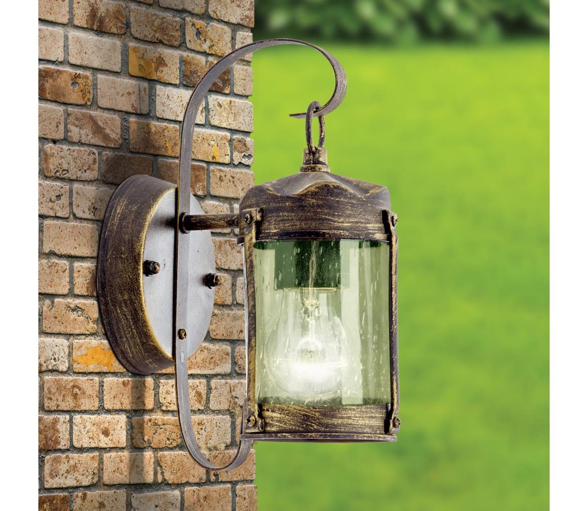 Orion - Venkovní nástěnná lampa TAVERNA 1xE27/60W/230V IP23 bronz/patina AL 11-1169 schwarz-gold Bronzová,Patina