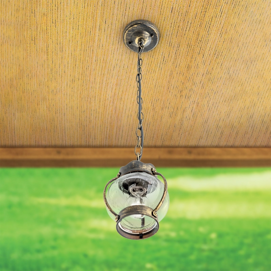 Venkovní závěsné svítidlo TAVERNA 1xE27/60W/230V IP23 bronz/patina