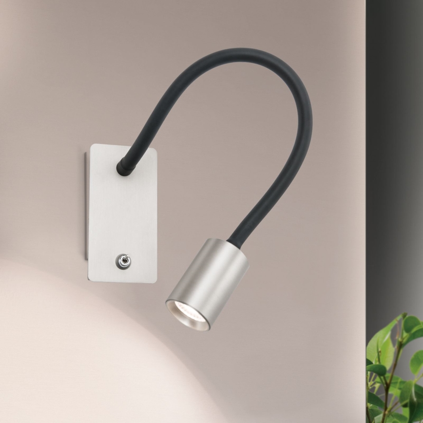LED Flexibilní nástěnná lampička KURT LED/5W/230V stříbrná
