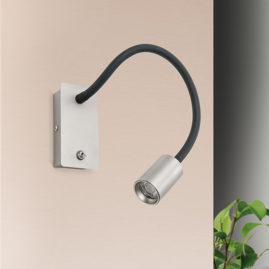 LED Flexibilní nástěnná lampička KURT LED/5W/230V stříbrná