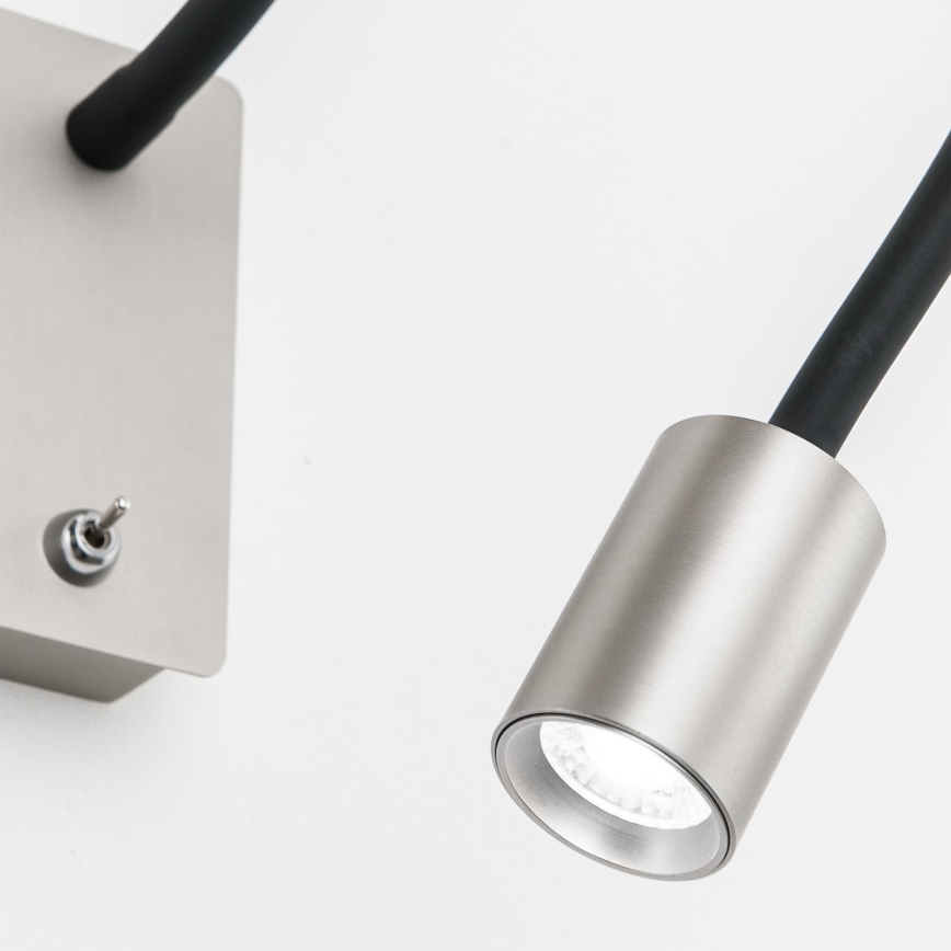 LED Flexibilní nástěnná lampička KURT LED/5W/230V stříbrná