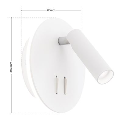 LED Nástěnné bodové svítidlo LENNY LED/6W/230V + LED/3W bílá
