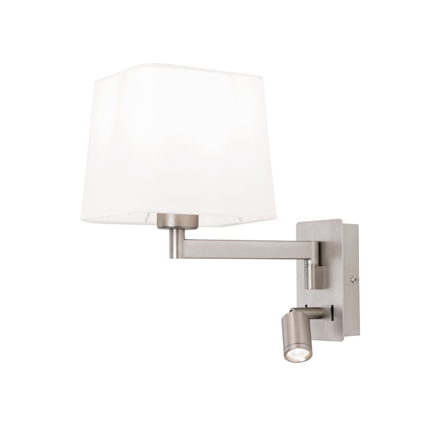 LED Nástěnná lampa CARLTON 1xE27/40W/230V + LED/3W bílá/matný chrom