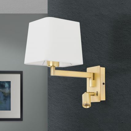 LED Nástěnná lampa CARLTON 1xE27/40W/230V + LED/3W bílá/zlatá