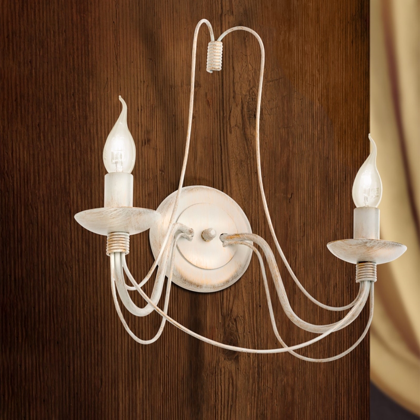 Nástěnná lampa VELA 2xE14/40W/230V bílá/zlatá/patina