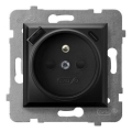 Ospel - Zásuvka domovní bez rámečku 230V + 1xUSB-A + 1xUSB-C ARIA černá