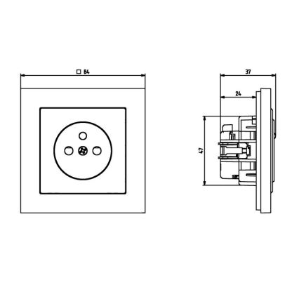 Ospel - Zásuvka domovní bez rámečku 230V + 1xUSB-A + 1xUSB-C SONATA černá