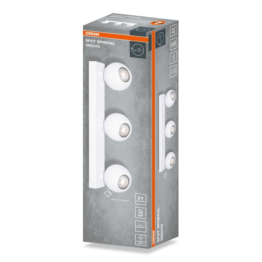 Osram - Bodové svítidlo SPOT SPHERAL 3xGU10/6W/230V bílá