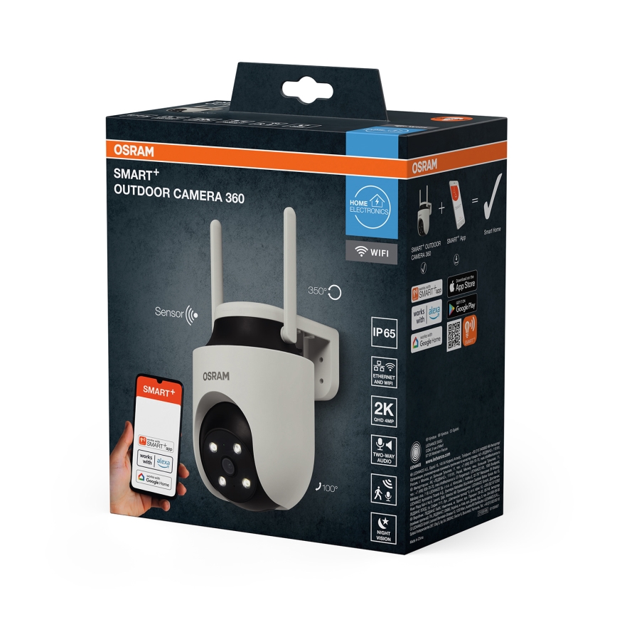 Osram - Chytrá venkovní kamera 360° se senzorem 2K SMART+ 230V IP67 Wi-Fi