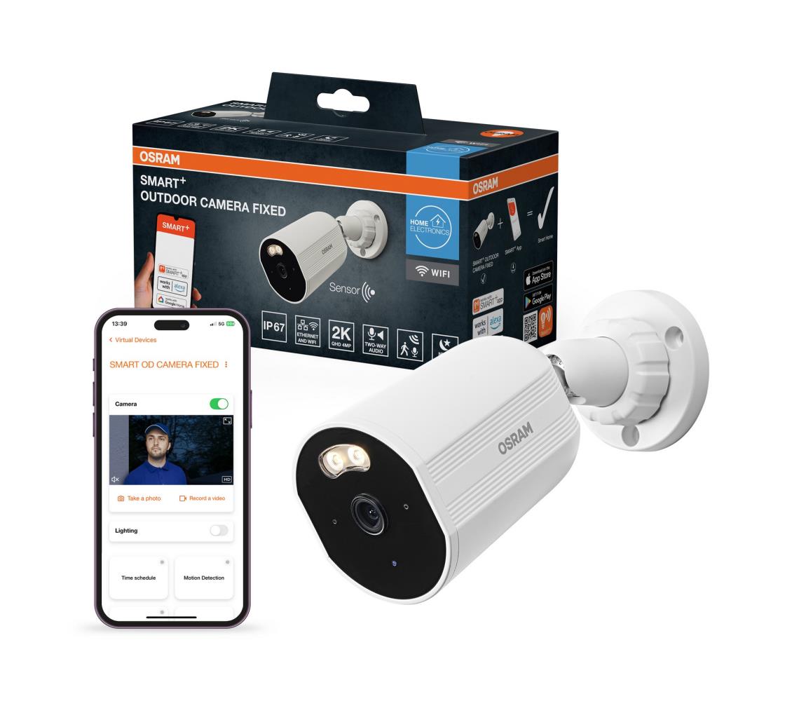 Osram - Chytrá venkovní kamera se senzorem 2K SMART+ 230V IP67 Wi-Fi 4058075850538 Bílá
