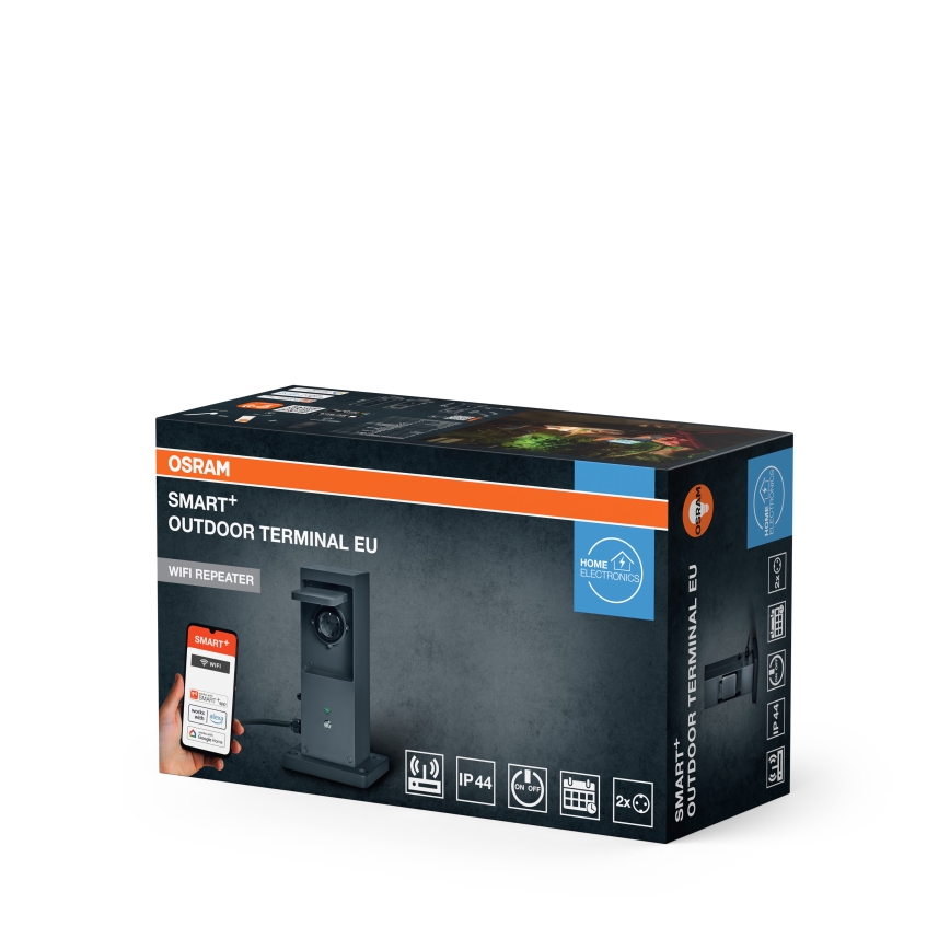 Osram - Chytrý venkovní zásuvkový sloupek 2Z SCHUKO s Wi-Fi opakovačem IP44