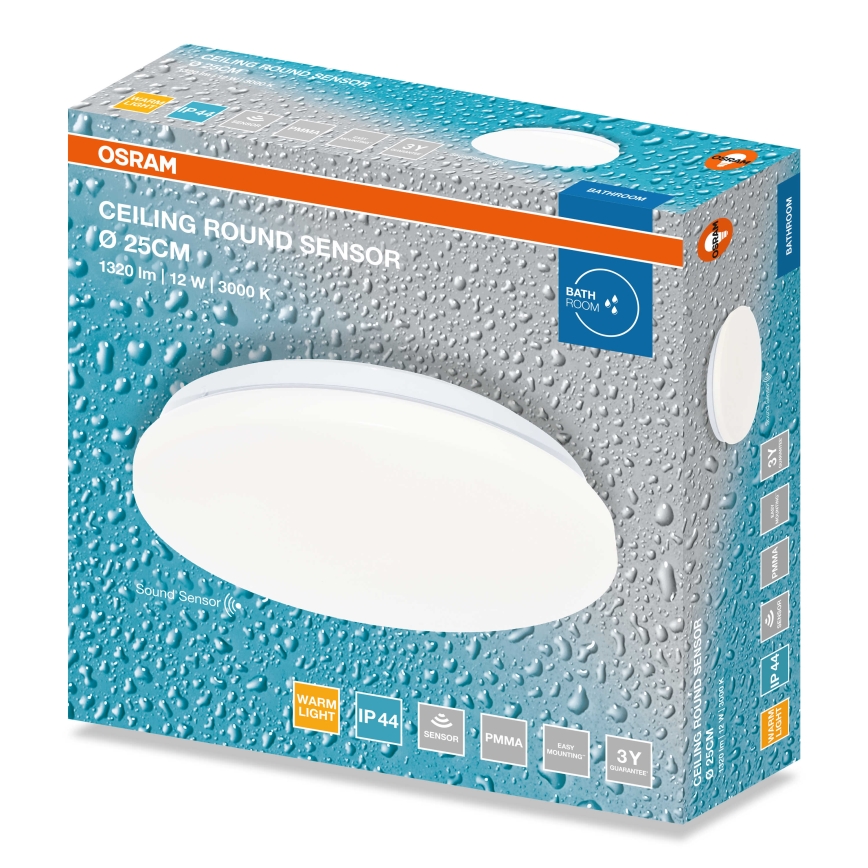 Osram - LED Koupelnové stropní svítidlo se senzorem soumraku CEILING ROUND LED/12W/230V 3000K pr. 26 cm IP44 bílá