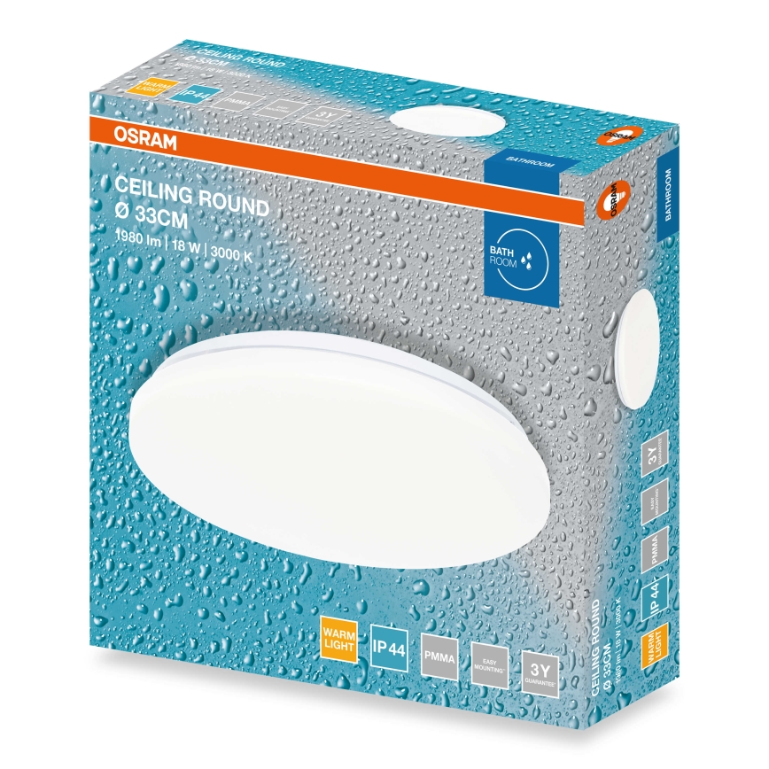Osram - LED Koupelnové stropní svítidlo CEILING ROUND LED/18W/230V 3000K pr. 33 cm IP44 bílá