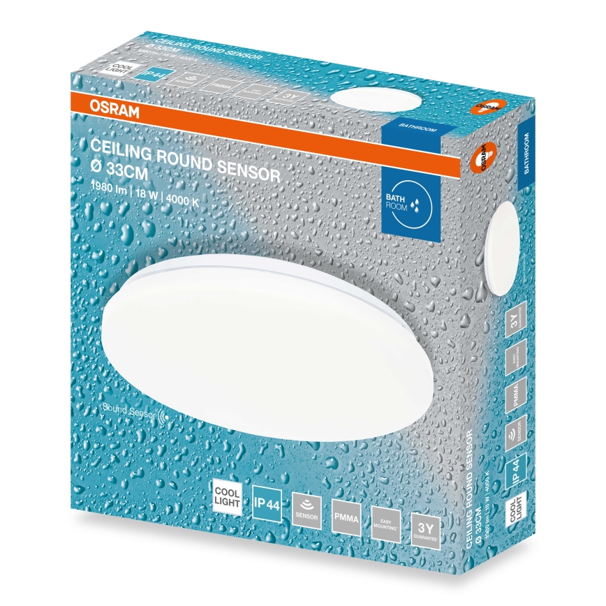 Osram - LED Koupelnové stropní svítidlo se senzorem soumraku CEILING ROUND LED/18W/230V 4000K pr. 33 cm IP44 bílá