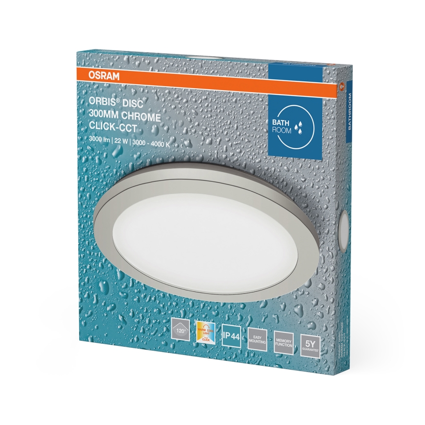 Osram - LED Koupelnové stropní svítidlo ORBIS DISC LED/22W/230V 3000/4000K pr. 30 cm IP44 matný chrom