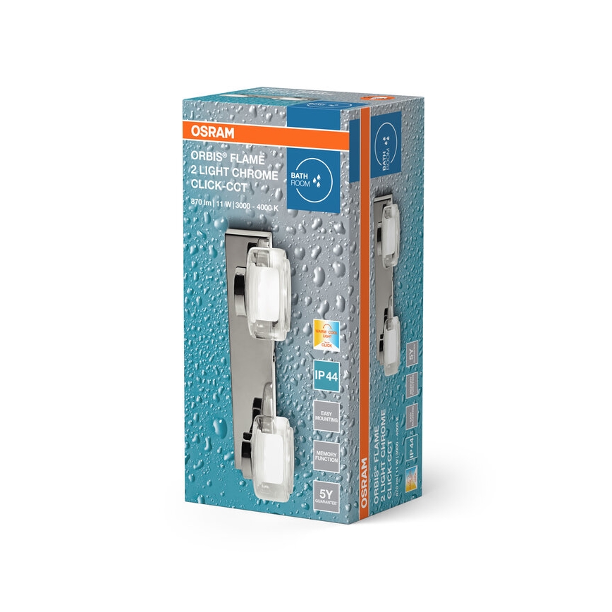 Osram - LED Koupelnové nástěnné svítidlo ORBIS FLAME 2xLED/5,5W/230V 3000/4000K IP44 lesklý chrom
