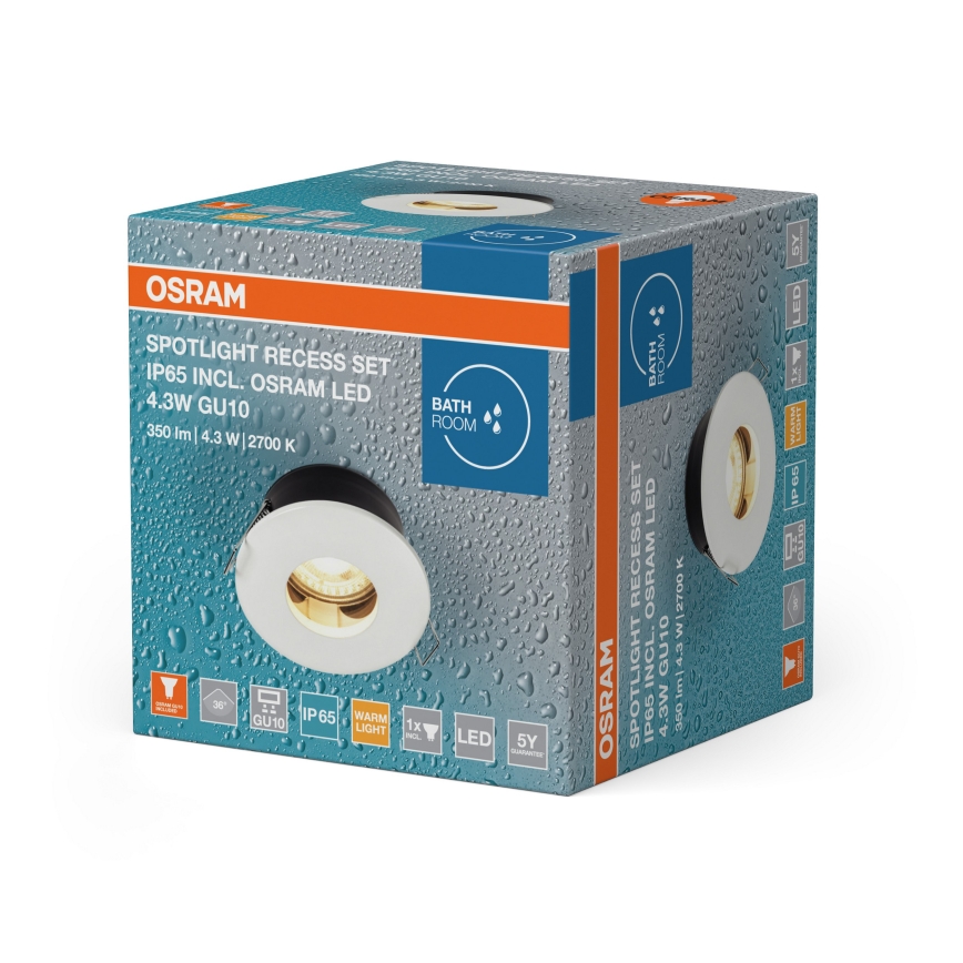 Osram - LED Koupelnové podhledové svítidlo SPOT 1xGU10/4,3W/230V 2700K CRI 90 pr. 8,5 cm IP65 bílá