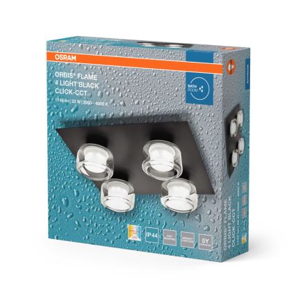Osram - LED Koupelnové stropní svítidlo ORBIS FLAME 4xLED/5,5W/230V 3000/4000K IP44 černá