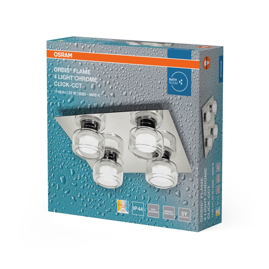 Osram - LED Koupelnové stropní svítidlo ORBIS FLAME 4xLED/5,5W/230V 3000/4000K IP44 lesklý chrom