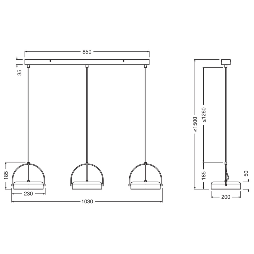 Osram - LED Lustr na lanku DECOR PUCK 3xLED/12W/230V černá