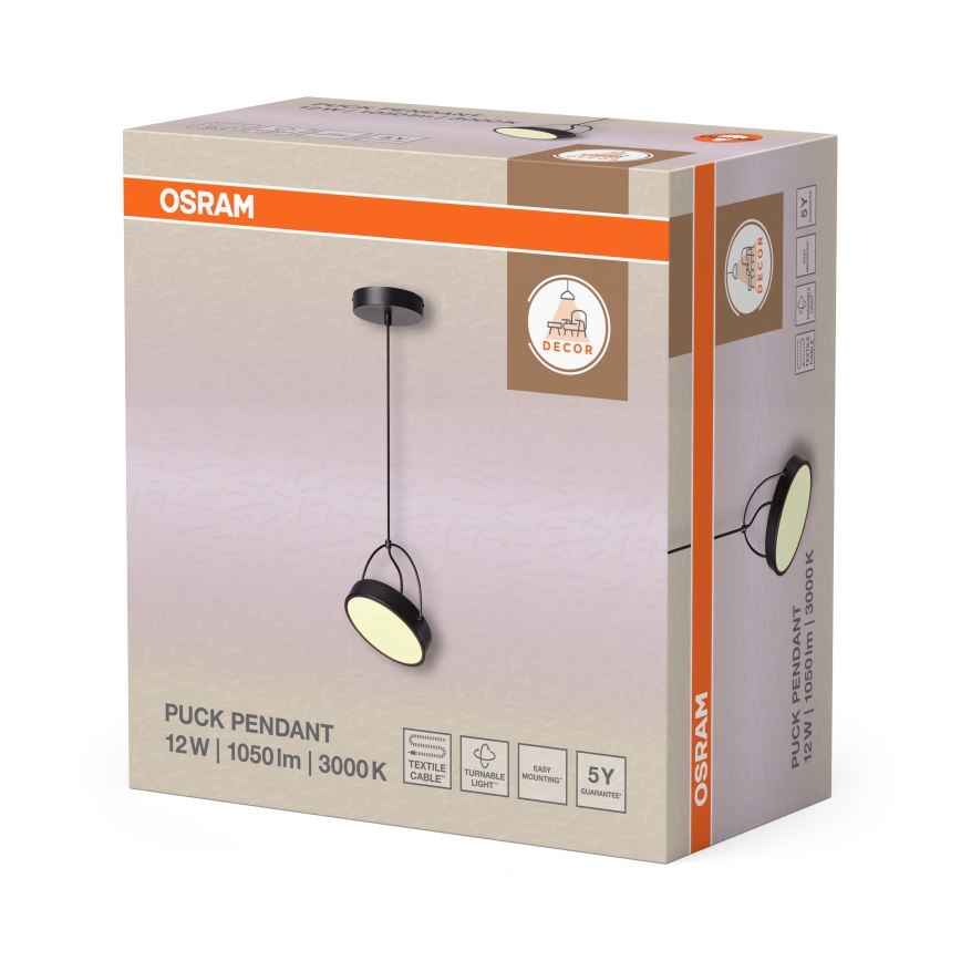 Osram - LED Lustr na lanku DECOR PUCK LED/12W/230V CRI 90 černá