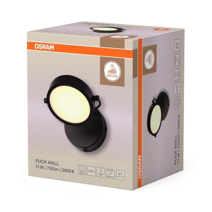 Osram - LED Nástěnné svítidlo DECOR PUCK LED/11W/230V černá