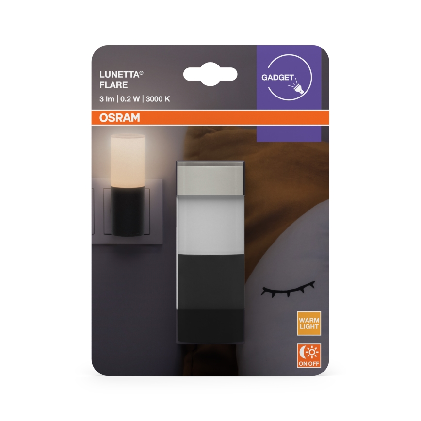 Osram - LED Noční světlo se senzorem soumraku LUNETTA LED/0,2W/230V černá